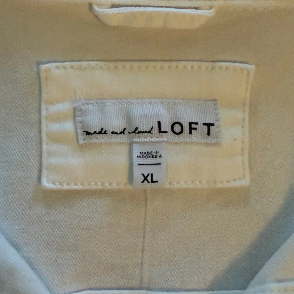LOFT Denim Jacket White Button Front Trucker Women XL - Picture 4 of 15